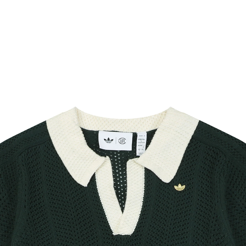 Adidas Originals Open-Knit V-Neck Polo Shirt