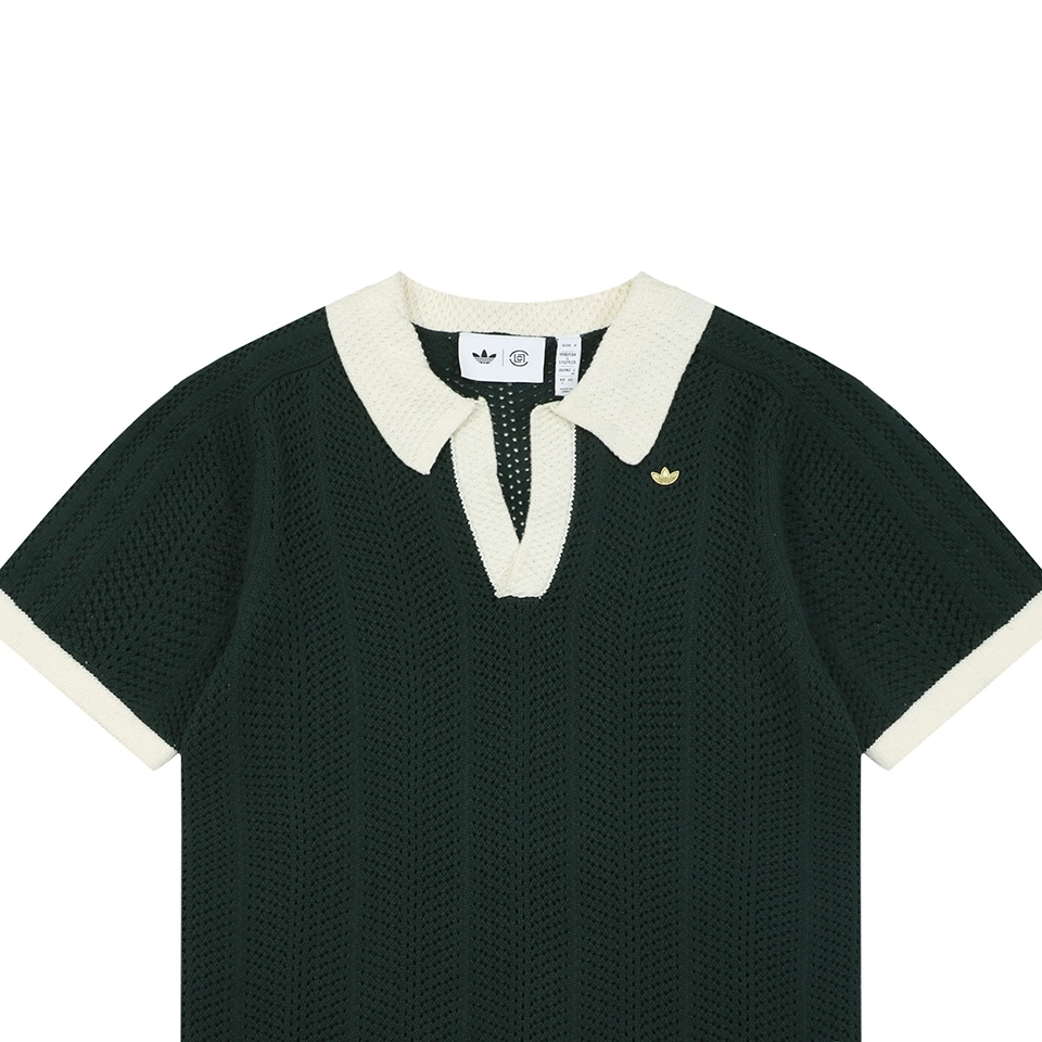 Adidas Originals Open-Knit V-Neck Polo Shirt