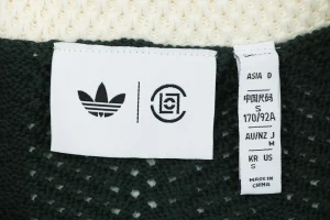 Adidas Originals Open-Knit V-Neck Polo Shirt Brand label