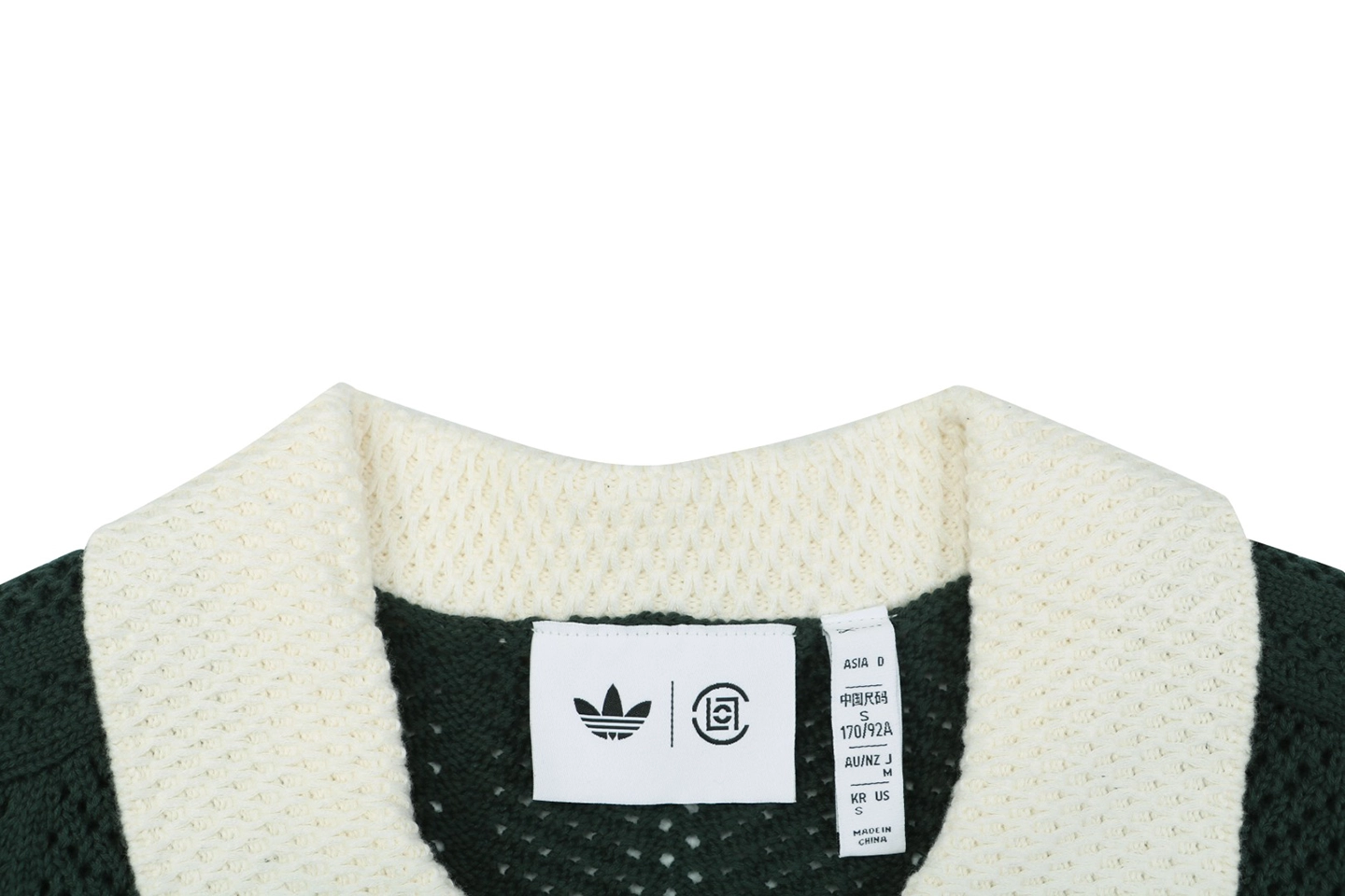 Adidas Originals Open-Knit V-Neck Polo Shirt Collar