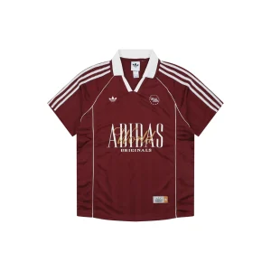 Adidas Originals Vintage Football Polo Jersey Red Front view