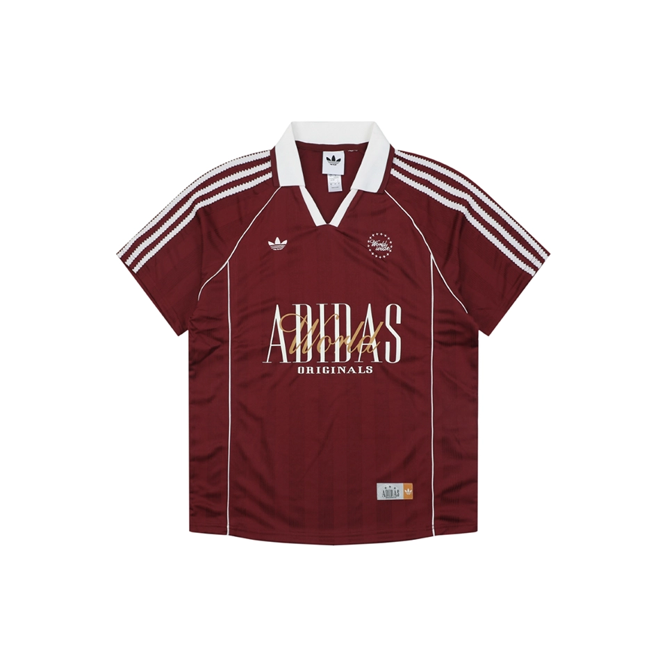 Adidas Originals Vintage Football Polo Jersey Red Front view