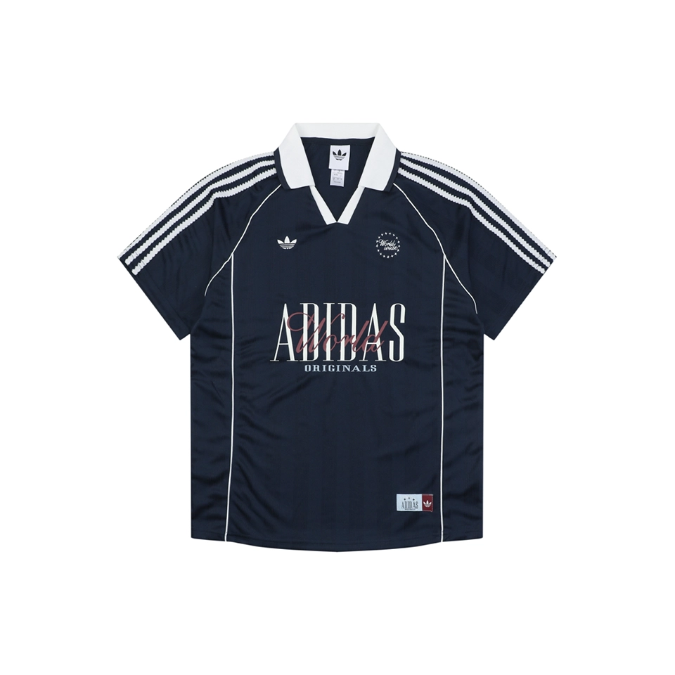 Adidas Originals Vintage Football Polo Jersey Navy Front view