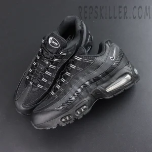 Nike Air Max 95 Big Bubble Black Carbon top view featuring layered black upper and carbon fiber-inspired details