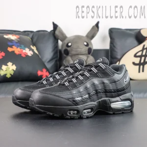 Nike Air Max 95 Big Bubble Black Carbon rear side view featuring classic Air Max heel cushioning and Nike Swoosh logo