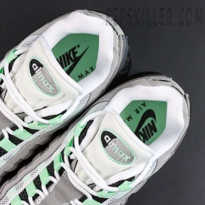 Nike Air Max 95 Big Bubble Fresh Mint tongue detail featuring Air Max branding and green inner lining