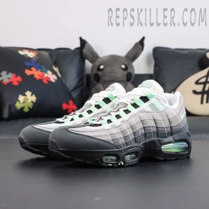 Nike Air Max 95 Big Bubble Fresh Mint front view featuring the retro runner silhouette with modern color blocking