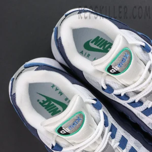 Nike Air Max 95 ‘Big Bubble - Slate’ tongue and insole close-up featuring Air Max branding and green Nike Air graphics