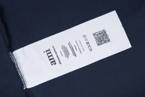 Ami Black Heart Embroidered Polo T-Shirt Navy Wash label