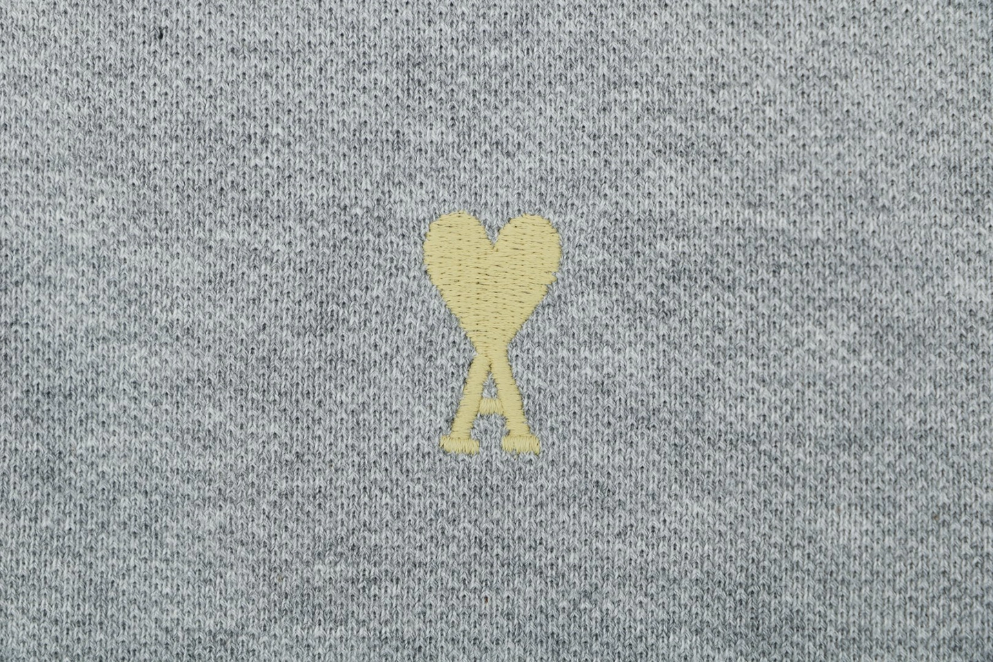 Ami Heart Logo Contrast Collar Polo T-Shirt Grey Brand