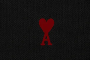 Ami Heart Logo Contrast Collar Polo T-Shirt Black Brand