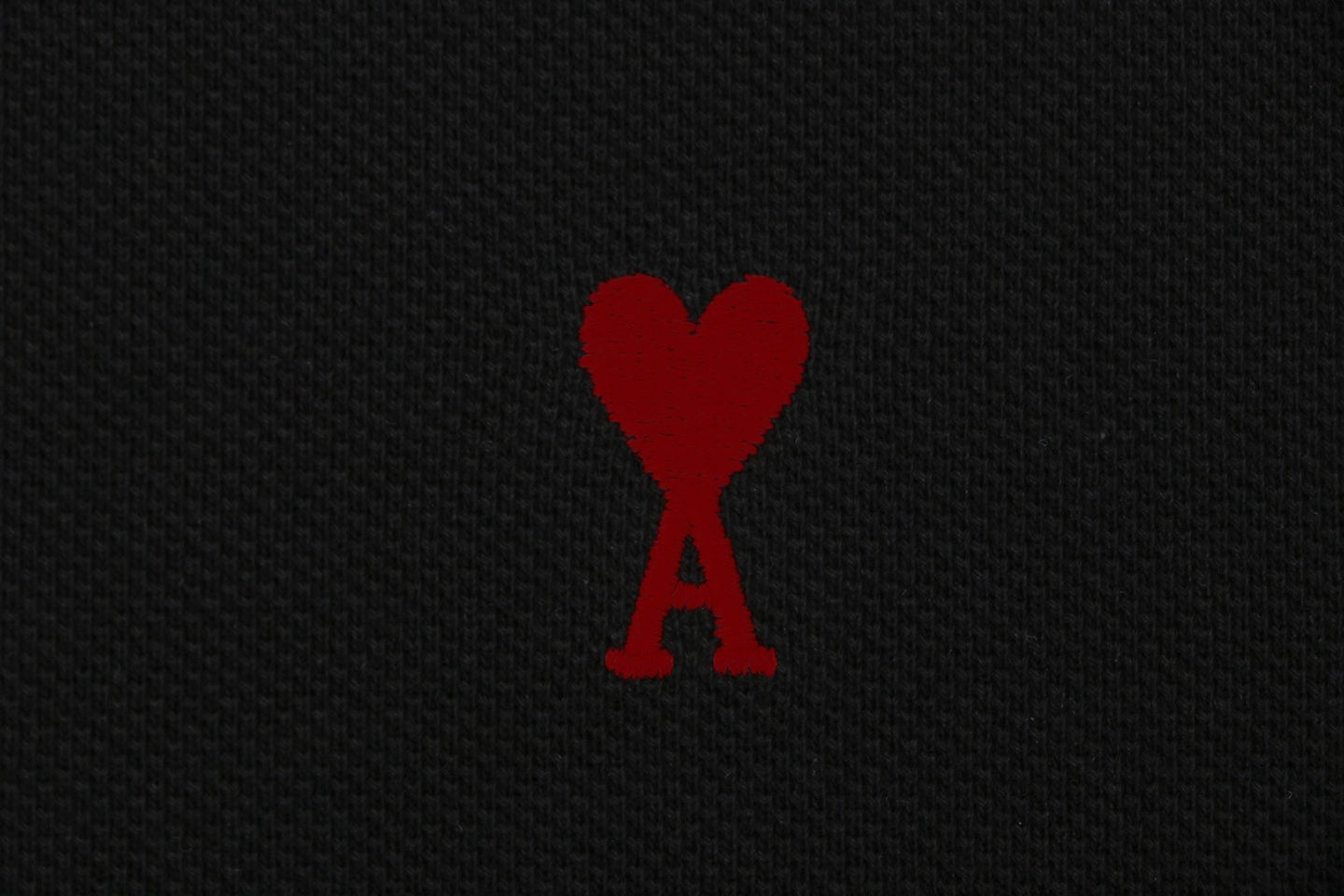 Ami Heart Logo Contrast Collar Polo T-Shirt Black Brand