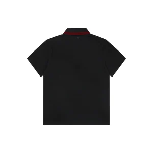 Ami Heart Logo Contrast Collar Polo T-Shirt Black Back view