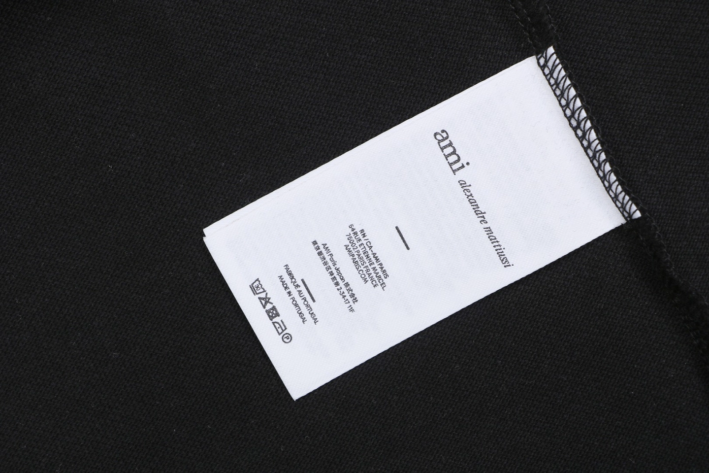 Ami Heart Logo Contrast Collar Polo T-Shirt Black Wash label