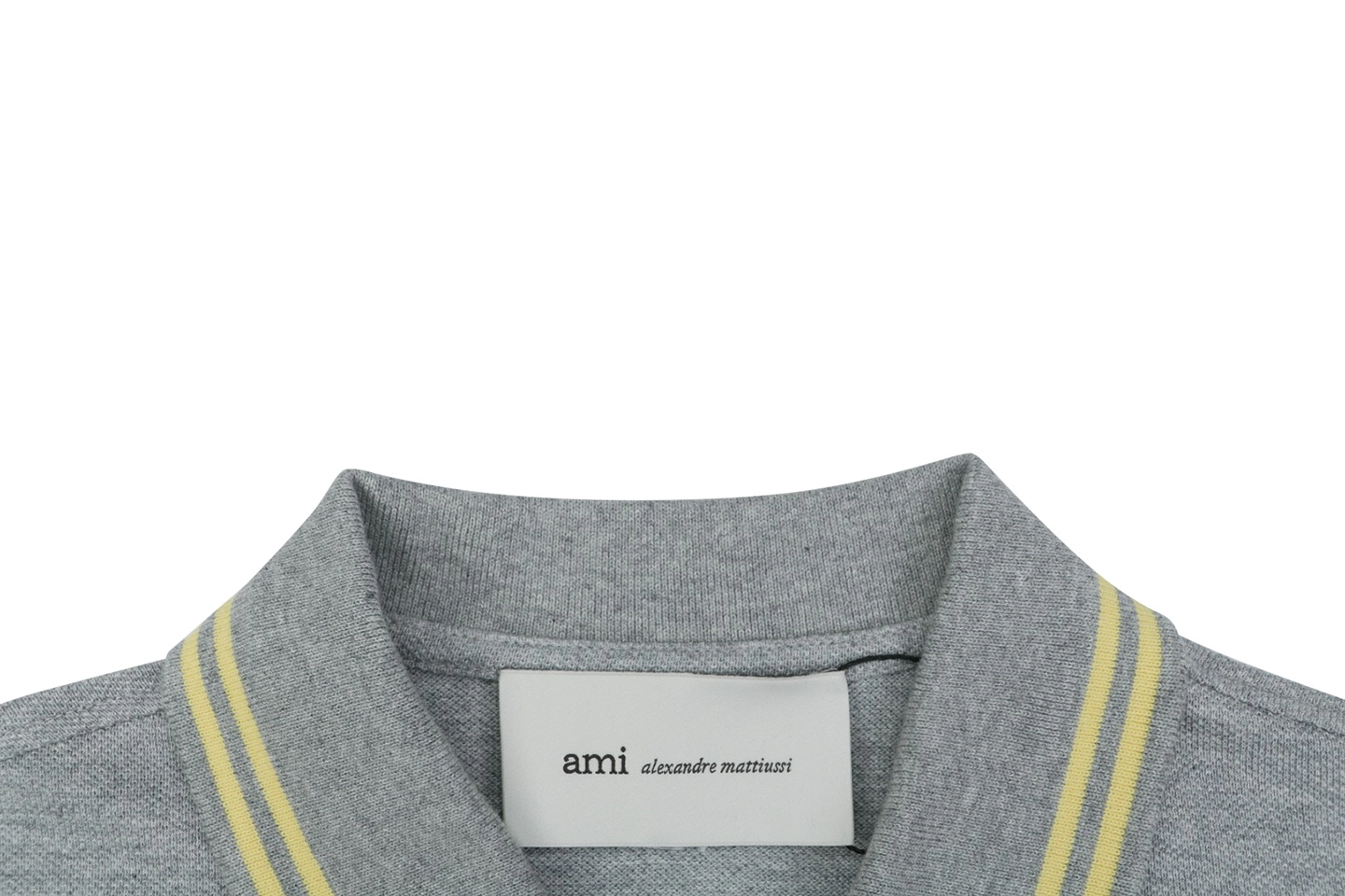 Ami Heart Logo Contrast Collar Polo T-Shirt Grey Collar