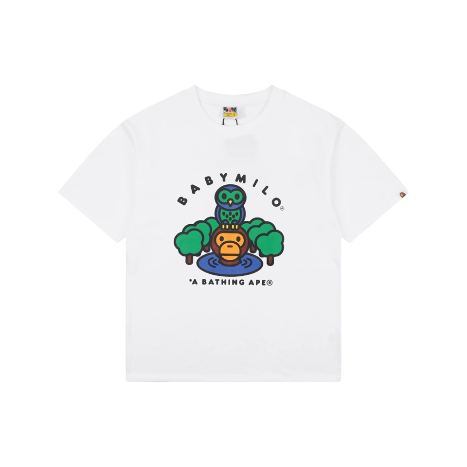 BAPE Owl & Baby Milo Graphic T-Shirt White Front view