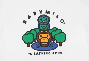 BAPE Owl & Baby Milo Graphic T-Shirt White Front Print