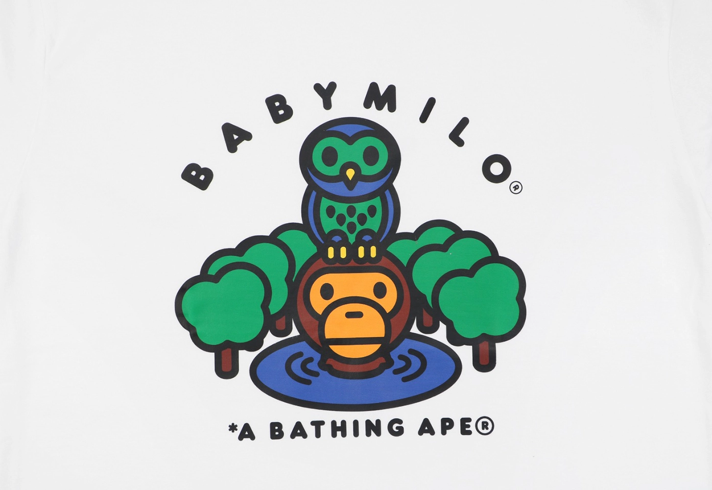 BAPE Owl & Baby Milo Graphic T-Shirt White Front Print