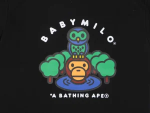 BAPE Owl & Baby Milo Graphic T-Shirt Black Front Print