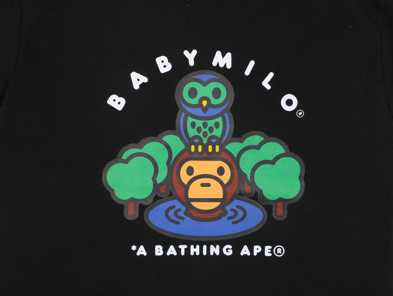BAPE Owl & Baby Milo Graphic T-Shirt Black Front Print