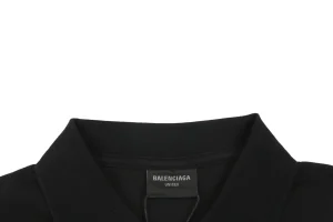 Balenciaga Double B Laurel Embroidered Polo T-Shirt Collar