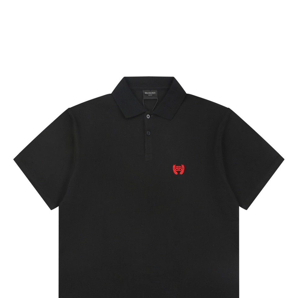 Balenciaga Double B Laurel Embroidered Polo T-Shirt