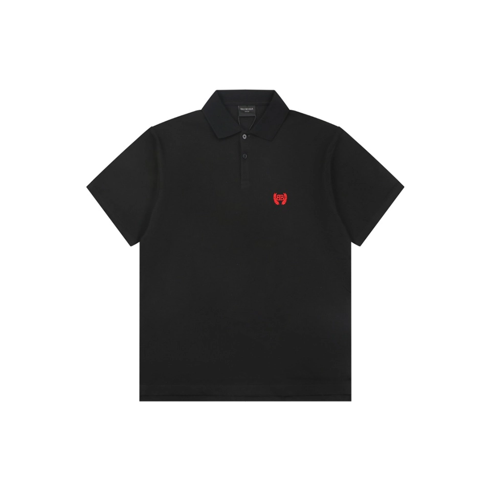 Balenciaga Double B Laurel Embroidered Polo T-Shirt Front view