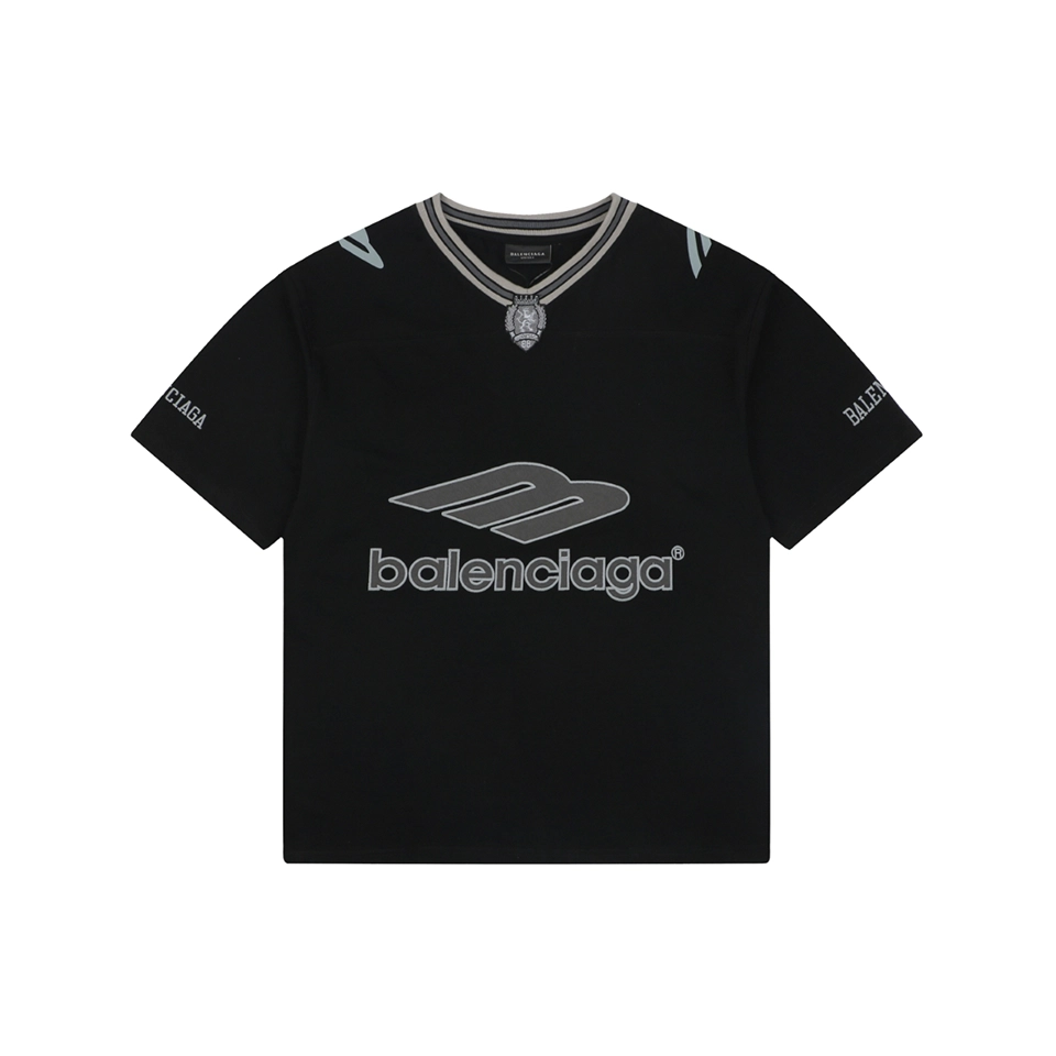 Balenciaga Football Logo Jersey T-Shirt Grey Front view