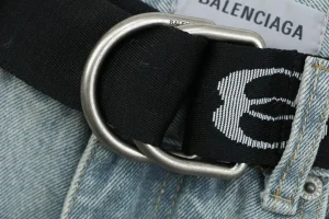 Balenciaga Logo Belt Denim Bermuda Shorts