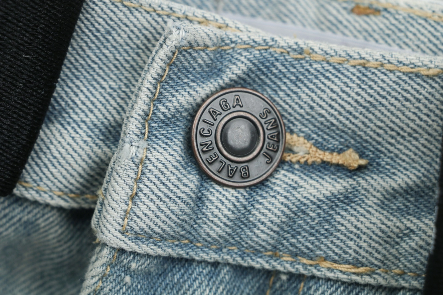 Balenciaga Logo Belt Denim Bermuda Shorts Button