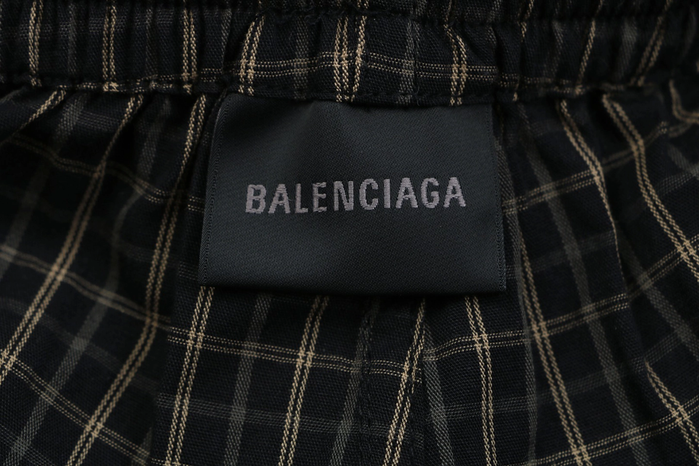 Balenciaga Mini Check Relaxed Shorts Brand label