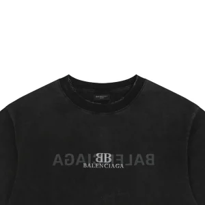 Balenciaga Mirror Logo Paris T-Shirt Black
