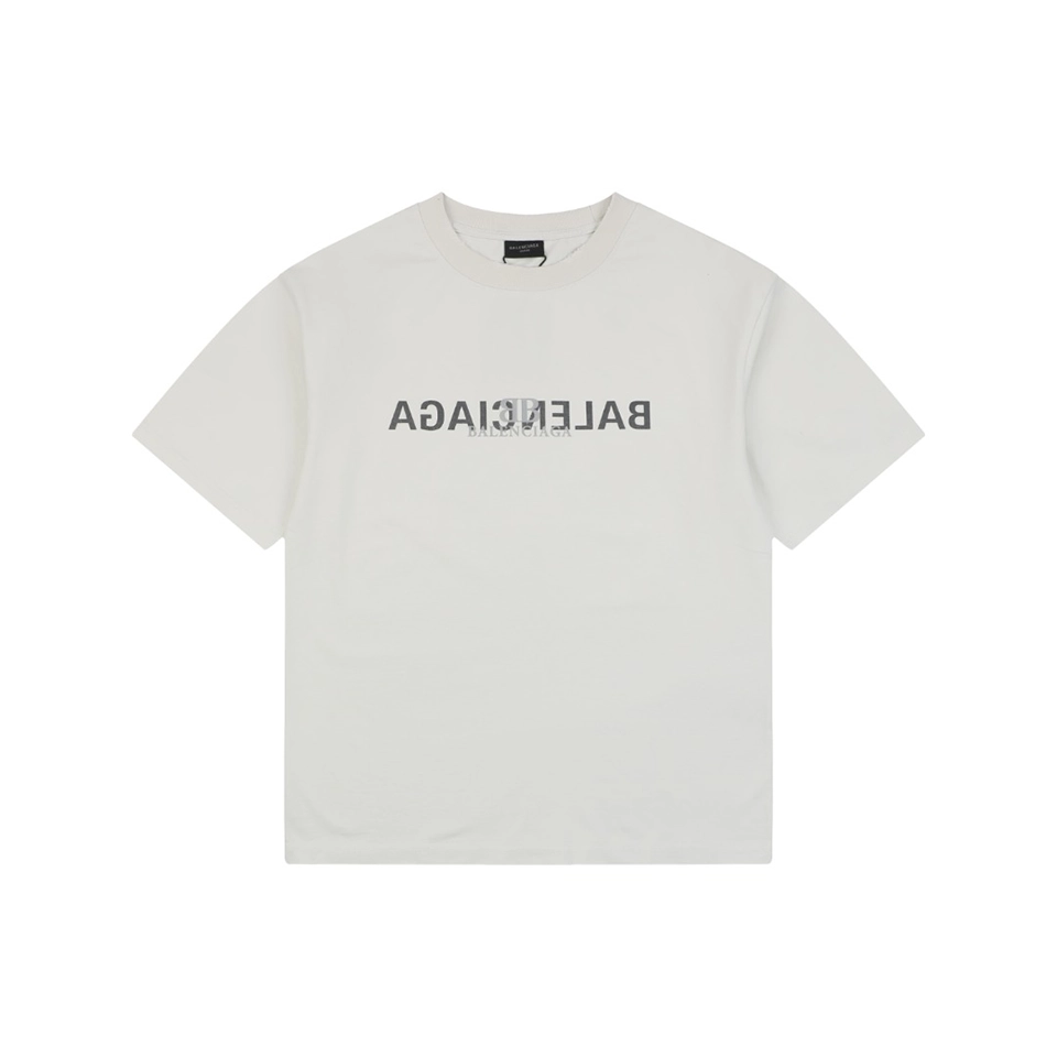 Balenciaga Mirror Logo Paris T-Shirt Grey Front view