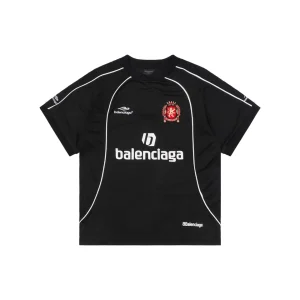 Balenciaga Paris 10 Football Jersey T-Shirt Black Front view