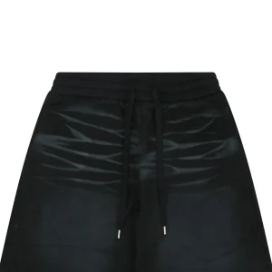 Balenciaga Paris Logo Cat Whisker Denim Shorts
