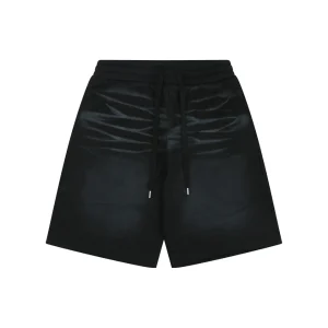 Balenciaga Paris Logo Cat Whisker Denim Shorts Front view