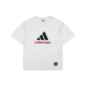 Balenciaga Paris Triple Stripe Reversible T-Shirt - White Back side Front view