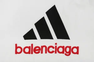 Balenciaga Paris Triple Stripe Reversible T-Shirt - White Back side Front Print