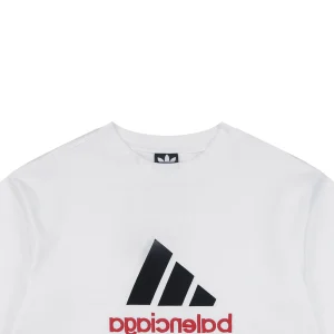 Balenciaga Paris Triple Stripe Reversible T-Shirt - White Front side