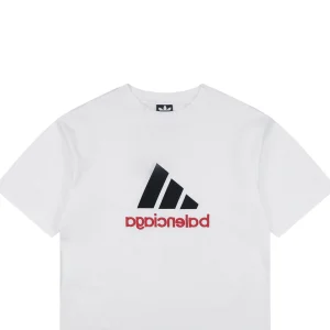 Balenciaga Paris Triple Stripe Reversible T-Shirt - White Front side