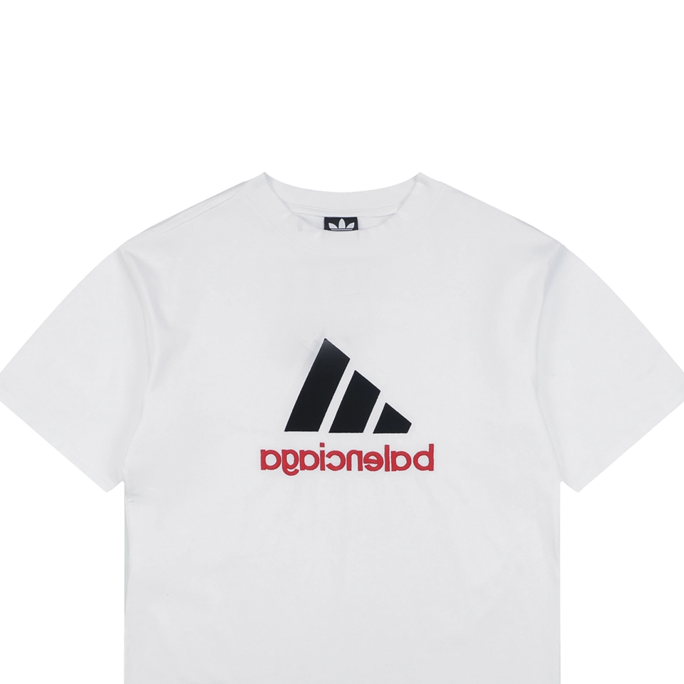 Balenciaga Paris Triple Stripe Reversible T-Shirt - White Front side