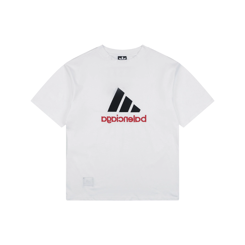 Balenciaga Paris Triple Stripe Reversible T-Shirt - White Front side Front view