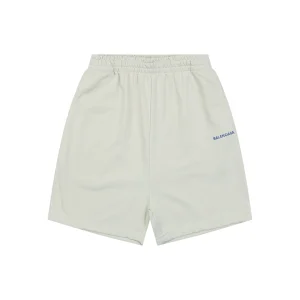 Balenciaga Small Logo Embroidered Shorts White Front view