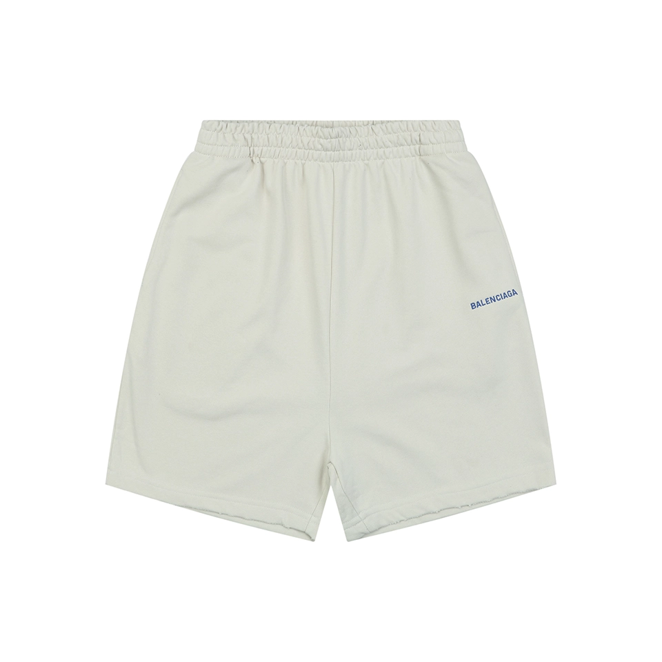 Balenciaga Small Logo Embroidered Shorts White Front view
