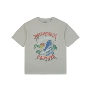 Balenciaga Sunset Wave Graphic T-Shirt Grey Front view