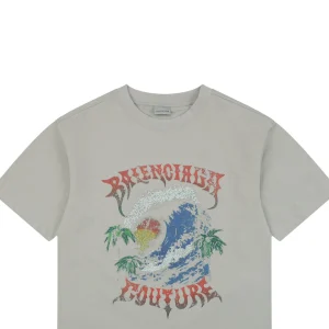 Balenciaga Sunset Wave Graphic T-Shirt Grey