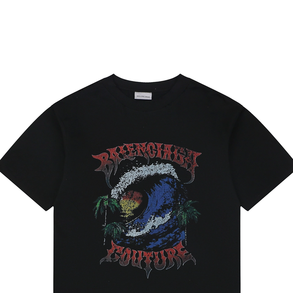 Balenciaga Sunset Wave Graphic T-Shirt Black