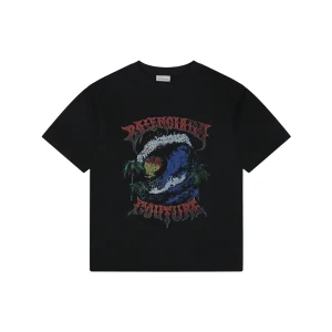 Balenciaga Sunset Wave Graphic T-Shirt Black Front view