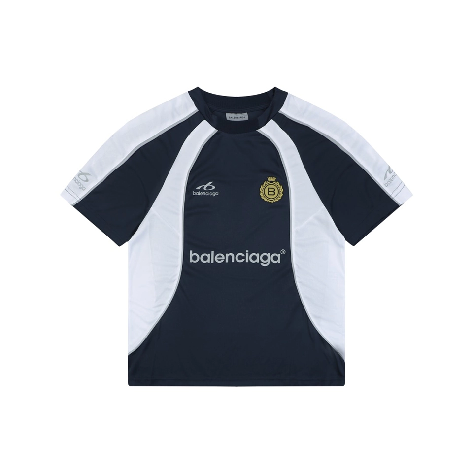 Balenciaga Wheat Crest Football Jersey T-Shirt Navy Front view