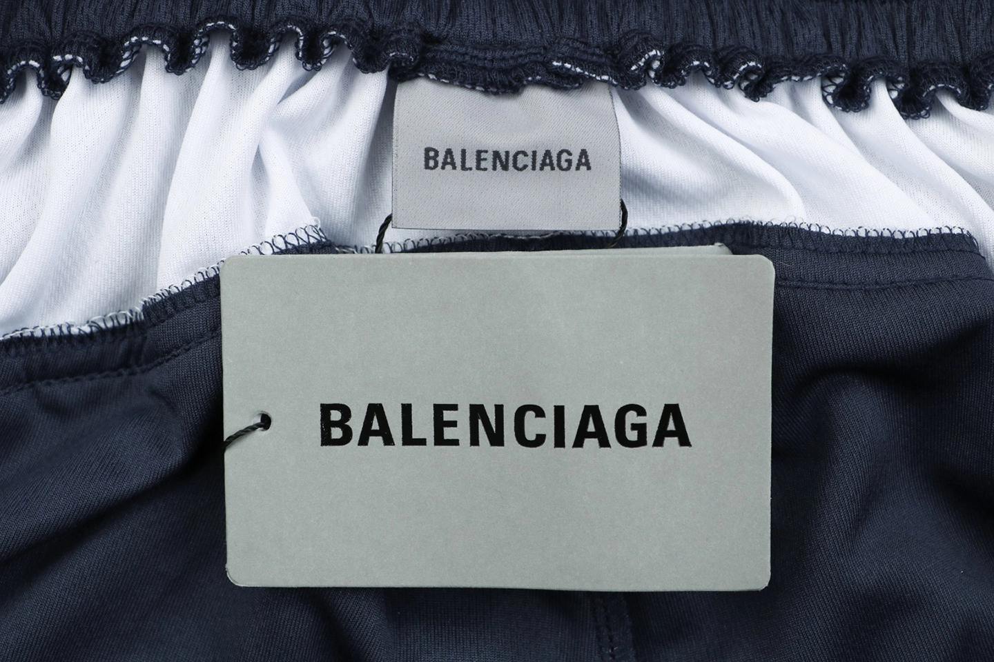 Balenciaga Wheat Crest Football Shorts Navy Brand label